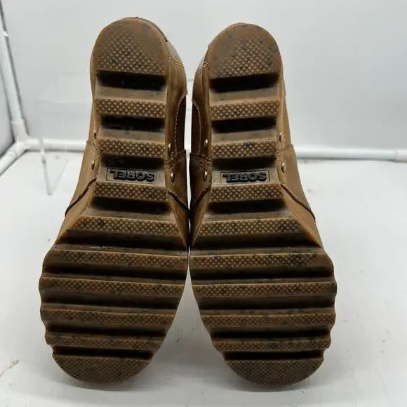Sorel Boots Womens 6.5 Brown Leather Wedge Ankle Bootie - Picture 7 of 8